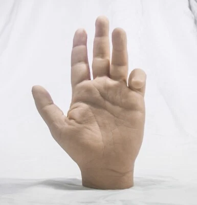SILICONE SOUND Pose-able Left Silicone Robust Male Mannequin Hand - Light Skintone- Display Mod