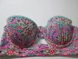 Top bikini donna Shade & Shore taglia 34B rosa multi ferretto foderato senza spalline - Foto 1 di 6