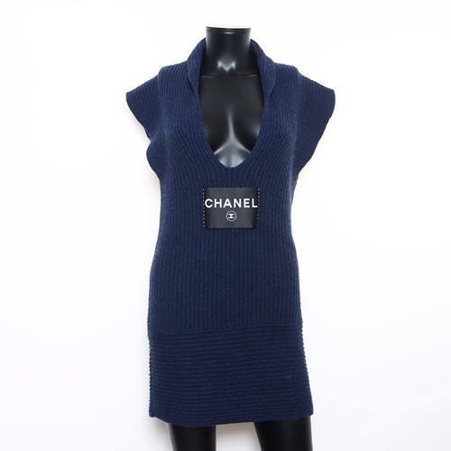 Chanel 08C Cashmere Girocollo Navy 2008S Logo