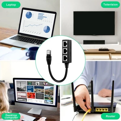  Solustre RJ45 Splitter RJ45 1 maschio a 3 femmina segnale di rete Adattatore - Immagine 1 di 4