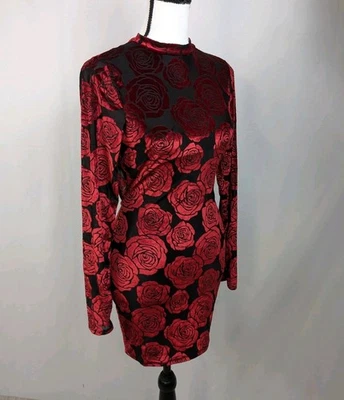 Mini Vestido Privado Terciopelo Burnout Negro Rosa Bodycon Romántico Gótico Capricho A066 Foto 1 de 4