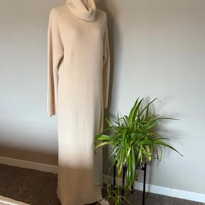 Vestito donna Charles Henry panna maxi maglione TG XL a costine stile colonna invernale - Foto 1 di 8