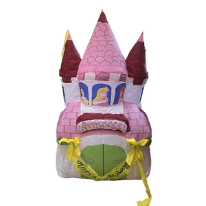 2004 Gemmy Disney Princess 4ft Tall Air Blown Inflatable Happy Birthday Castle  - Picture 1 of 7