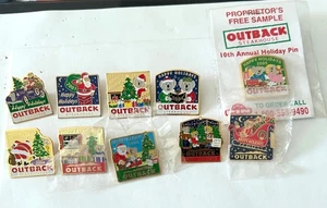 Outback Steakhouse Advertising Christmas Holiday Pins 1999-2010 Set Lot 10 Pin - Picture 1 of 6