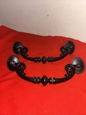 5,5” centro 2 gavetas de móveis de latão vintage puxa ferragens preto drop fiança l - Imagem 1 de 4