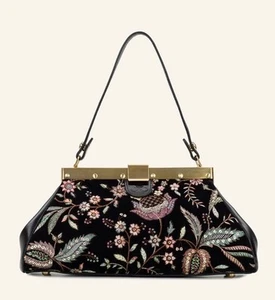 Patricia Nash Ferrara Frame Velvet Jacquard Shoulder Bag in Black - NWT - Picture 1 of 13