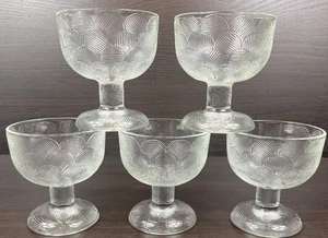 5 Iittala Finland Miranda Clear Textured Glass Footed Dessert Bowls - Picture 1 of 12