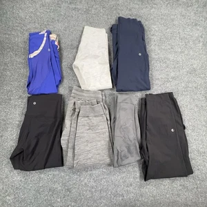 Lululemon Pants Womens Lot of 7 Black Gray Blue Groove Leggings Unknown Sizes - Picture 1 of 8