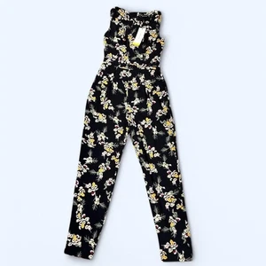 Karen Millen Jumpsuit Floral Black Orange Green White Size UK 8 NEW WITH TAGS - Picture 1 of 7