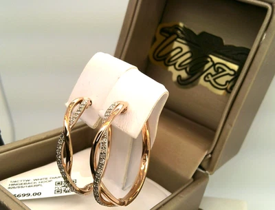 $699-1/4CTTW NATURALES Diamante BISAGRA TRASERO ARO PENDIENTES ROSA CHAPADO SS/14K PL 925 Foto 1 de 4