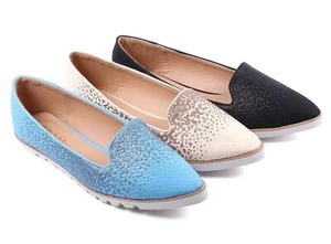 3 Color Glitter Lady Point Toe Comfortable Casual Slip On Women Flats Shoes - Picture 1 of 16