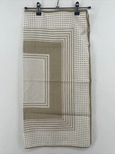 Vtg Glentex Scarf Square Dots And Stripes 1960s MCM Mod Urban Retro Gold Tan - Picture 1 of 10