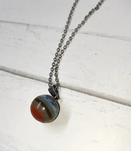 18 Zoll Edelstahl Halskette mit 7 Chakra Naturheilstein Kugel Anhänger - Bild 1 von 4