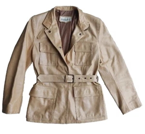Bello Jungen Lederjacke Damen 40 UK 12 Vintage Beige Gürtel Made in Italy - Bild 1 von 14