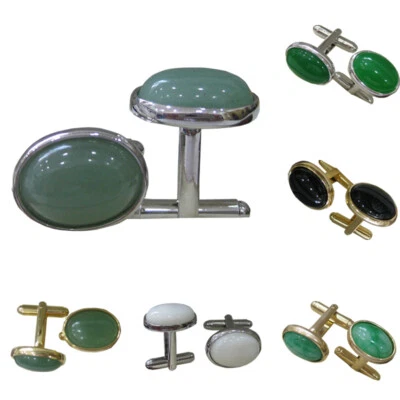 Men Shirt Cufflinks Shell Agate Jade Cufflink Party Cuff Links Jewelry Accessory - Image 1 of 4