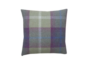 Balmoral Pistachio green Tartan Check tweed Decorative Scatter cushion cover - Picture 1 of 2