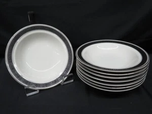 8 Vtg. Sone China Midnight Dream Soup Bowls 7 1/2" Bowls Black Embossed - Picture 1 of 10