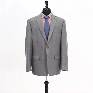 Ralph Lauren 46L Gray Sport Coat Blazer Jacket Solid 2B Polyester - Picture 1 of 11