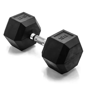 CAP 50 LB Coated Hex Dumbbell for Home Gym Weight Training New Edition - Picture 1 of 6