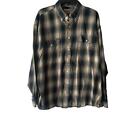 Panhandle Powder River Outfitters Size XL Cotton Green Plaid Flannel Button Up