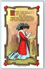 Postcard Religious Embossed Young Woman Kneeling "Forget Your Ills" C1908 A100