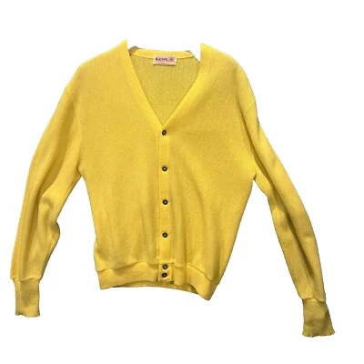 Cárdigan suéter vintage Izod of London abuelo para hombre XLarge amarillo años 60 Foto 1 de 4
