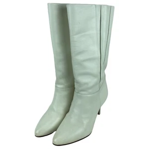 VTG 90s 80s 9 West Pretty Women Boot 7.5M White Leather Kitten Heel Pull On - Picture 1 of 18