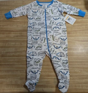Gerber Baby Boy Size 3-6 Months 100 Percent Cotton White Dinosaurs Pajamas - Picture 1 of 1