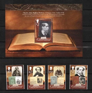 Gibraltar 2012 set Charles Dickens stamps (Michel 1494/97 + Block 107) MNH - Picture 1 of 1
