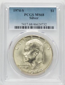 1974-S $1 Silver MS68 PCGS Ike Eisenhower Dollar Silver - Picture 1 of 2