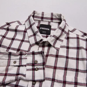 RSQ Flanell Langarm kariertes Shirt Herren M weiß Baumwolle - Bild 1 von 13