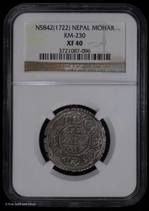 NS842 (1722) Nepal Silver Mohar KM-230 NGC XF 40 - Picture 1 of 4