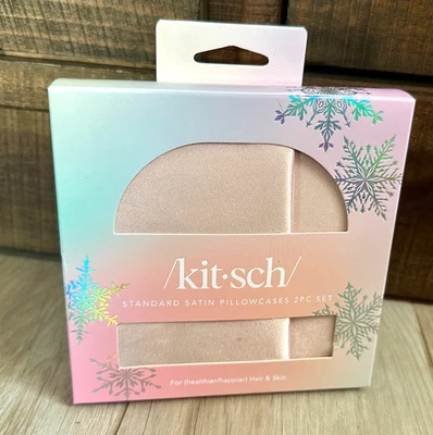 NUEVO Kitsch Beauty JUEGO DE 2 FUNDAS DE ALMOHADA DE SATÉN, tamaño Queen/Estándar, Nuevo en caja Foto 1 de 2