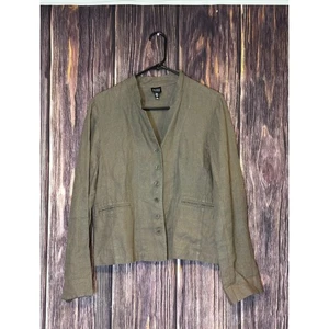 Chaqueta Blazer EILEEN FISHER Lino Mujer M Taupe Lino Orgánico Ropa de Trabajo Informal - Imagen 1 de 16