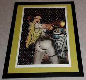 DEATH NYC ltd ed signed FRAMED street art print 45x32cm Princess Leia R2D2 COA - Picture 1 of 2