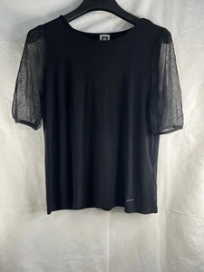 ANNE KLEIN Top Women’s Size Small Black Blouse Short Sleeve V Neck Top - Picture 1 of 14