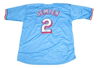 Marcus Semien Autographed Jersey Rangers Beckett BAS - Image 1 of 3