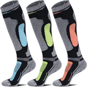 Merino Wool Ski Socks 3 Pairs for Mens Womens Knee High Thermal Snowboarding - Picture 1 of 6