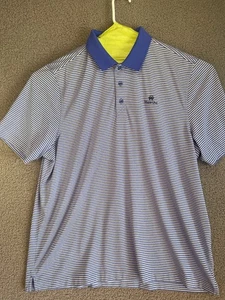 Cutter and Buck Striped Polo Shirt Mens Size  XL Striped  White Oak Logo - Picture 1 of 7