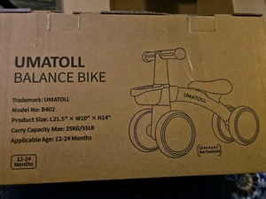 Umatoll Baby Balance Bike For 1-2 Year Boys Girls With Manual , Black  - Picture 1 of 1