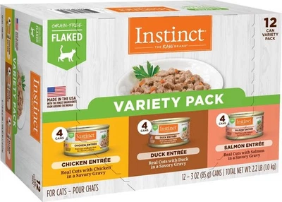 Instinct Flaked Variety Pk (Chicken, Duck, Salmon) Grain Free Cat Food 3oz/12pk - Image 1 of 4