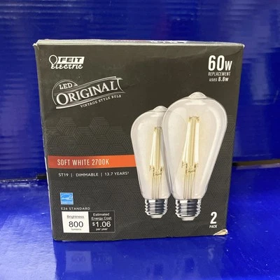 Feit Electric ST19 E26 (Medium) Filament LED Bulb Soft White 60 W 2pcs - Image 1 of 4