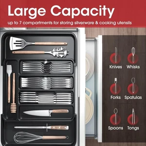 Aujen Silverware Organizer Expandable Utensil Drawer Tray, Adjustable Cutlery - Picture 1 of 9