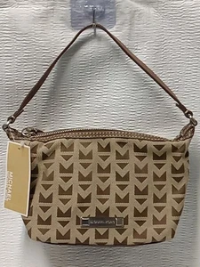 Michael Kors 35T72Y CW2B Signature Jacquard Baguette Pouchette/ Purse - Beige - Picture 1 of 9