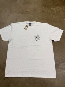 Camiseta Stussy Fire Dice Para Hombre Talla Grande Blanca Negra Nueva Con Etiquetas - Imagen 1 de 5