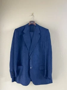Mens 2 Piece Ravazzolo Bespoke Hand Tailored 2 Piece Blue Silk Suit 44 - Picture 1 of 17