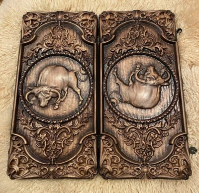 Excllent Artwork BACKGAMMON - Taurus - Large Wooden Nardy Wood Нарды Gift Men - Image 1 of 4