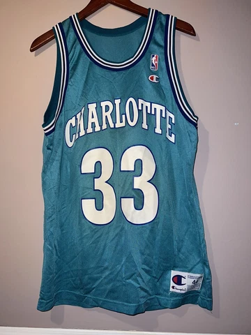 VINTAGE ALONZO MOURNING CHARLOTTE HORNETS CHAMPION JERSEY sz 44 Cover