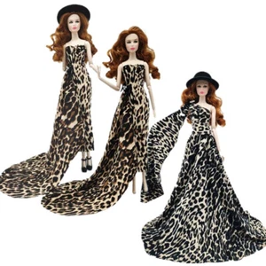 1/6 Doll Clothes Leopard Princess Dress Evening Gown Hat Clothing Outfits 11.5" - Picture 1 of 16