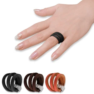 gewickelter Leder-Ring braun schwarz rot echt Leder Surf Rock Gravur-Spange - Bild 1 von 1